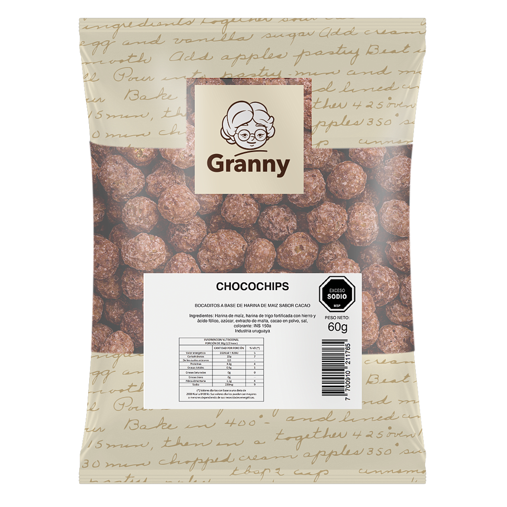 CEREALES DE MAIZ GRANNY CHOCO CHIPS 60 GR