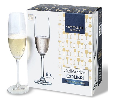 SET COPAS COLIBRI FLAUTA CHAMPAGNE 220 ML x 6 UNID