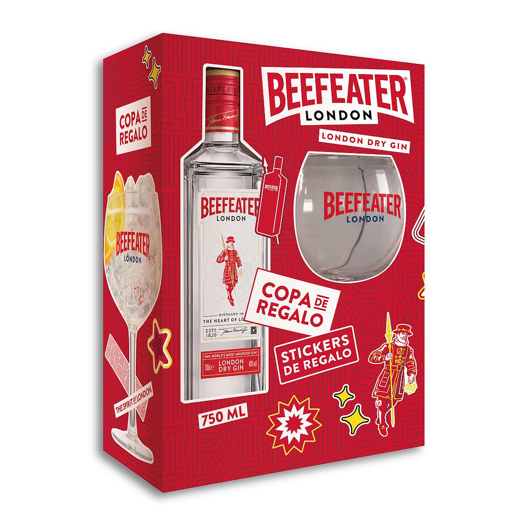 VAP GIN BEEFEATER DRY 750 ML + COPA + STICKERS OBSEQUIO