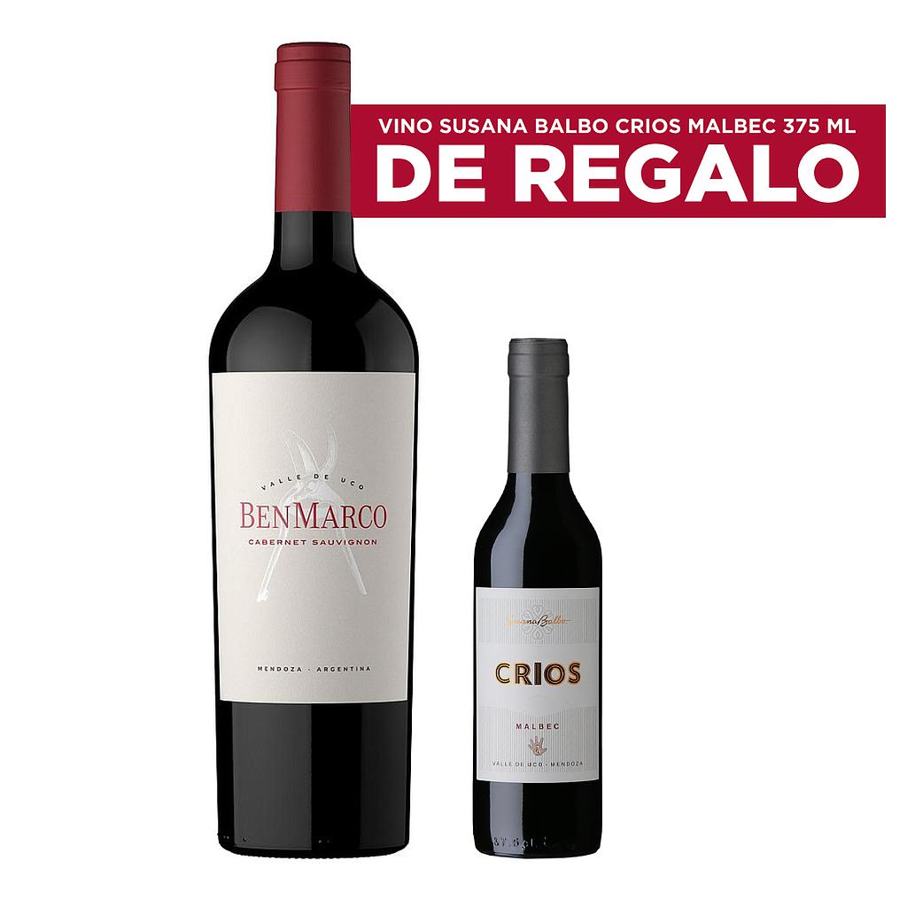 VINO BENMARCO CABERNET SAUVIGNON 750 + VINO SUSANA BALBO CRIOS MALBEC 375 ML DE OBSEQUIO