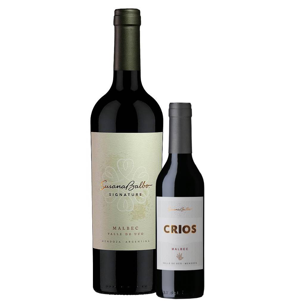 VINO SUSANA BALBO SIGNATURE MALBEC 750 ML +  VINO SUSANA BALBO CRIOS MALBEC 375 ML