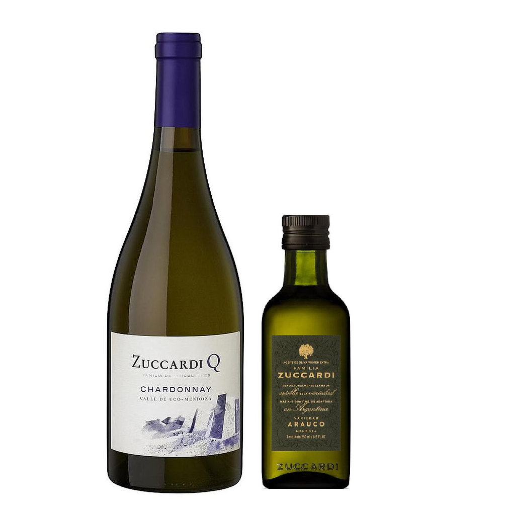 VINO ZUCCARDI Q CHARDONNAY 750 ML + ACEITE DE OLIVA ARAUCO 250 ML DE OBSEQUIO