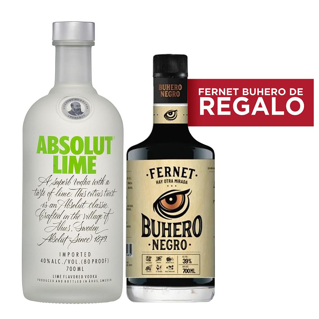 VODKA ABSOLUT LIME 750 ML + FERNET BUHERO DE REGALO