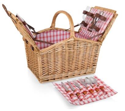 [4546] CANASTA DE MIMBRE PICNIC TIME PICADILLY RED & WHITE