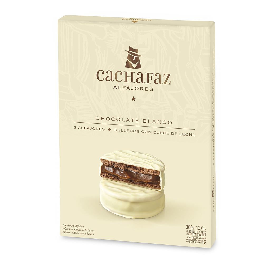 ESTUCHE CACHAFAZ ALFAJOR DE CHOCOLATE BLANCO X 6 UNIDADES 360 GRAMOS