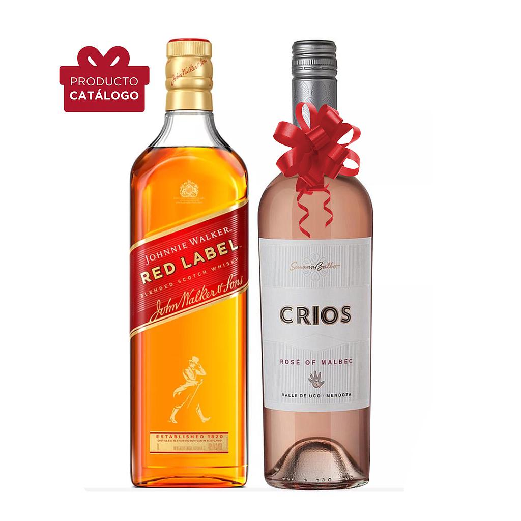 WHISKY ESCOCES JOHNNIE WALKER RED LABEL 1 LITRO + VINO SUSANA BALBO CRIOS ROSE OF MALBEC 750 ML