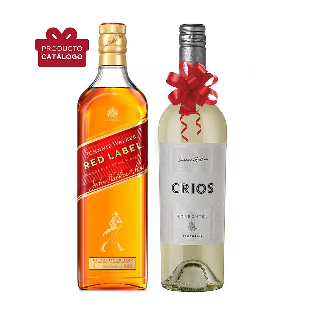 WHISKY ESCOCES JOHNNIE WALKER RED LABEL 1 LITRO + VINO SUSANA BALBO CRIOS TORRONTES 750 ML