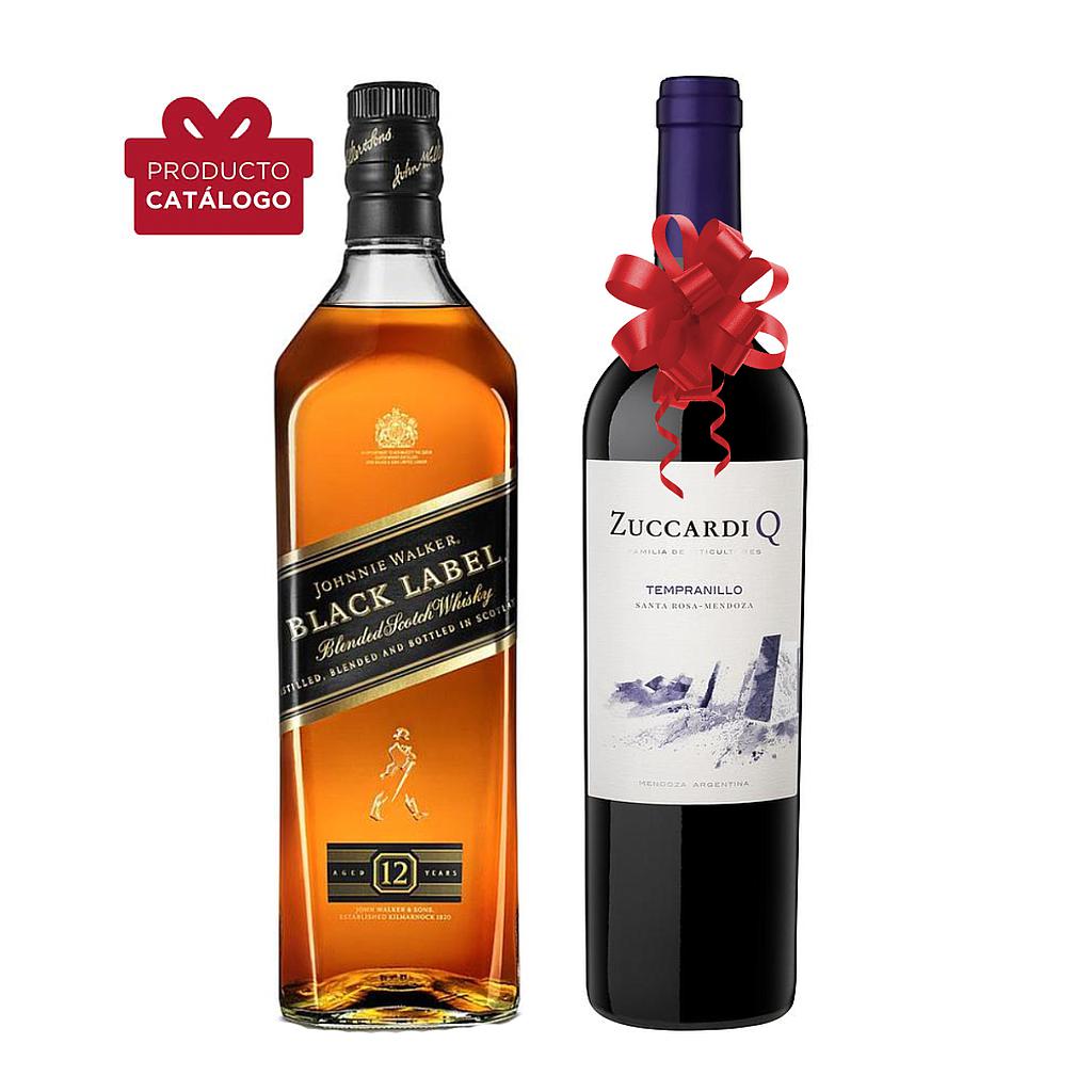 WHISKY ESCOCES JOHNNIE WALKER BLACK LABEL 1 LITRO + VINO ZUCCARDI Q TEMPRANILLO 750 ML