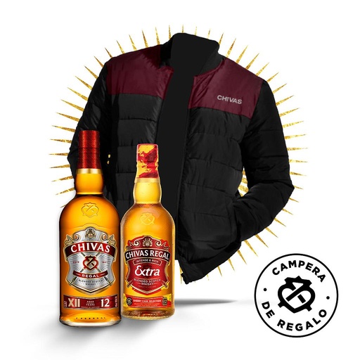 [34718] 1 WHISKY ESCOCES CHIVAS REGAL 1 LT  + 1 WHISKY ESCOCES CHIVAS REGAL 13 AÑOS 1LT + CAMPERA DE REGALO