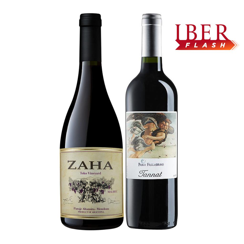 PROMO FLASH 2 -  VINO ZAHA MALBEC 750 ML + VINO PABLO FALLABRINO TANNAT 750 ML