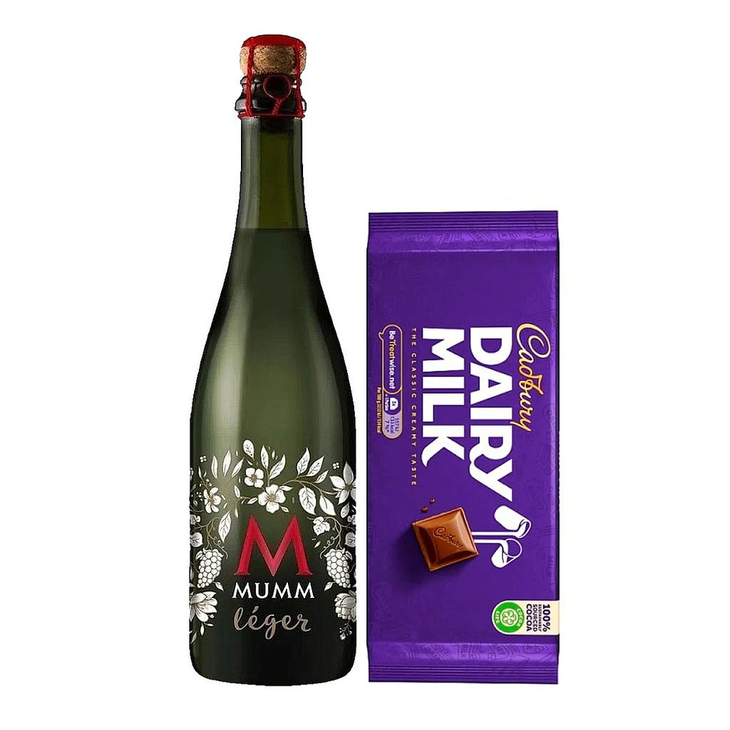 ESPUMOSO MUMM LEGER 750 ML + CHOCOLATE CADBURY DAIRY MILK 180 GRAMOS DE OBSEQUIO