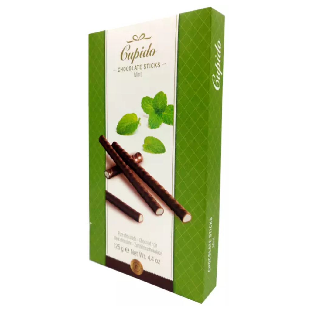 CHOCOLATE CUPIDO STICKS MINT 125 GRAMOS