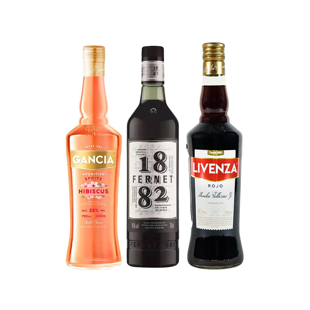 GANCIA HIBISCUS SPRITZ 750 ML+ FERNET 1882 750 ML + 1 LIVENZA ROJO 750 ML DE OBSEQUIO