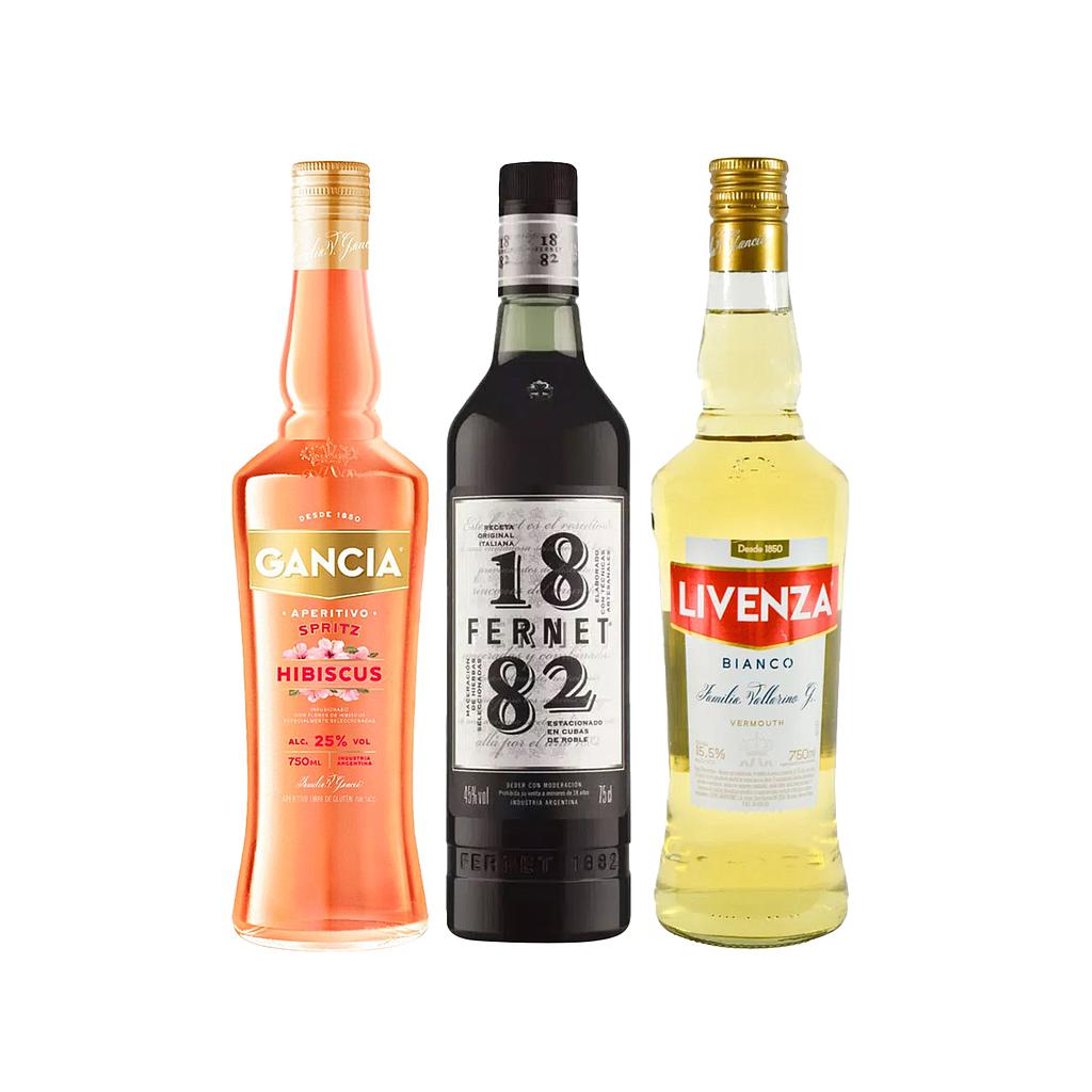 GANCIA HIBISCUS SPRITZ 750ML+ FERNET 1882 750 ML + 1 LIVENZA BLANCO 750 ML DE OBSEQUIO