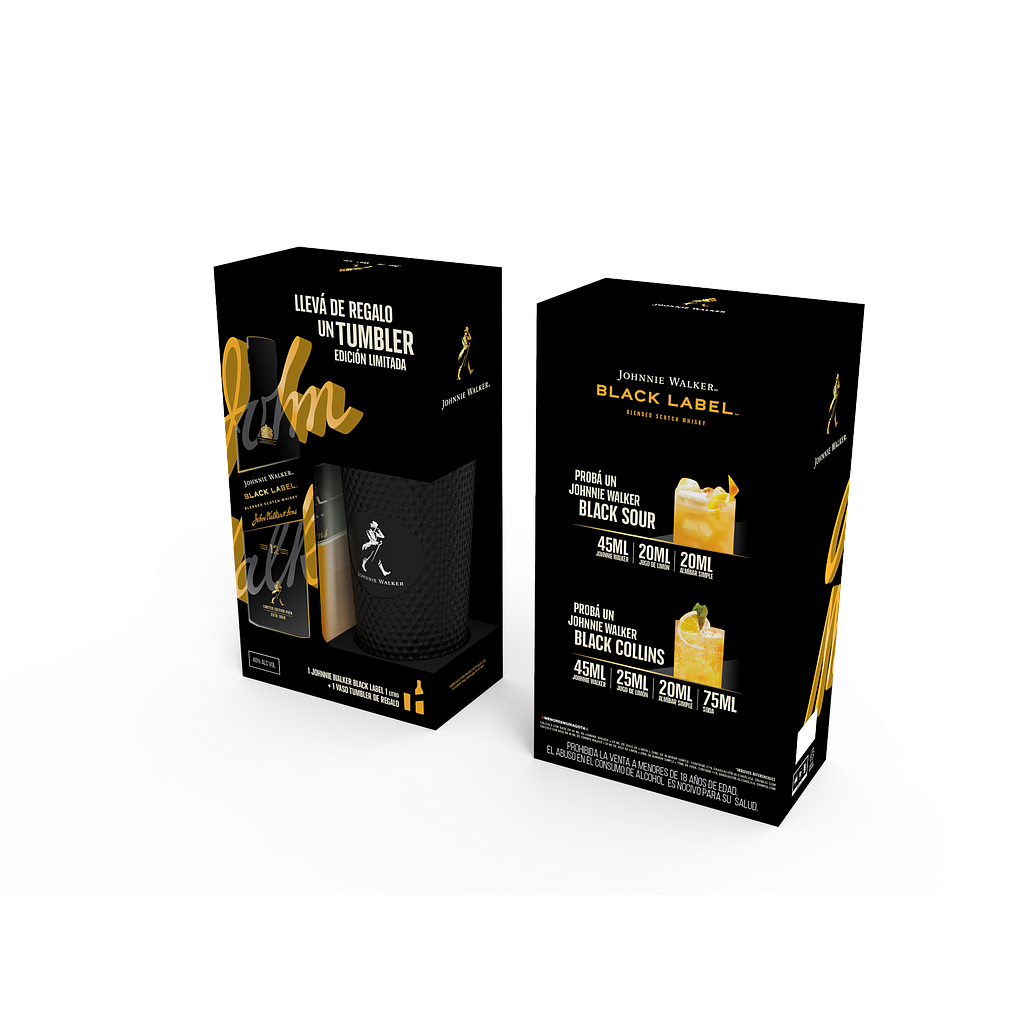 WHISKY ESCOCES JOHNNIE WALKER BLACK LABEL 1 LITRO + VASO TERMICO