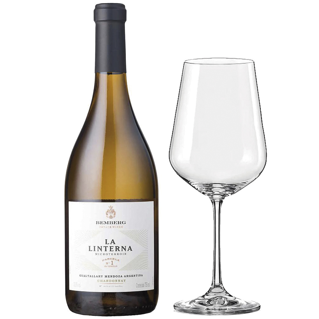 VINO BEMBERG LA LINTERNA CHARDONNAY 750 ML + COPA SOPHIENWALD UNO DE REGALO