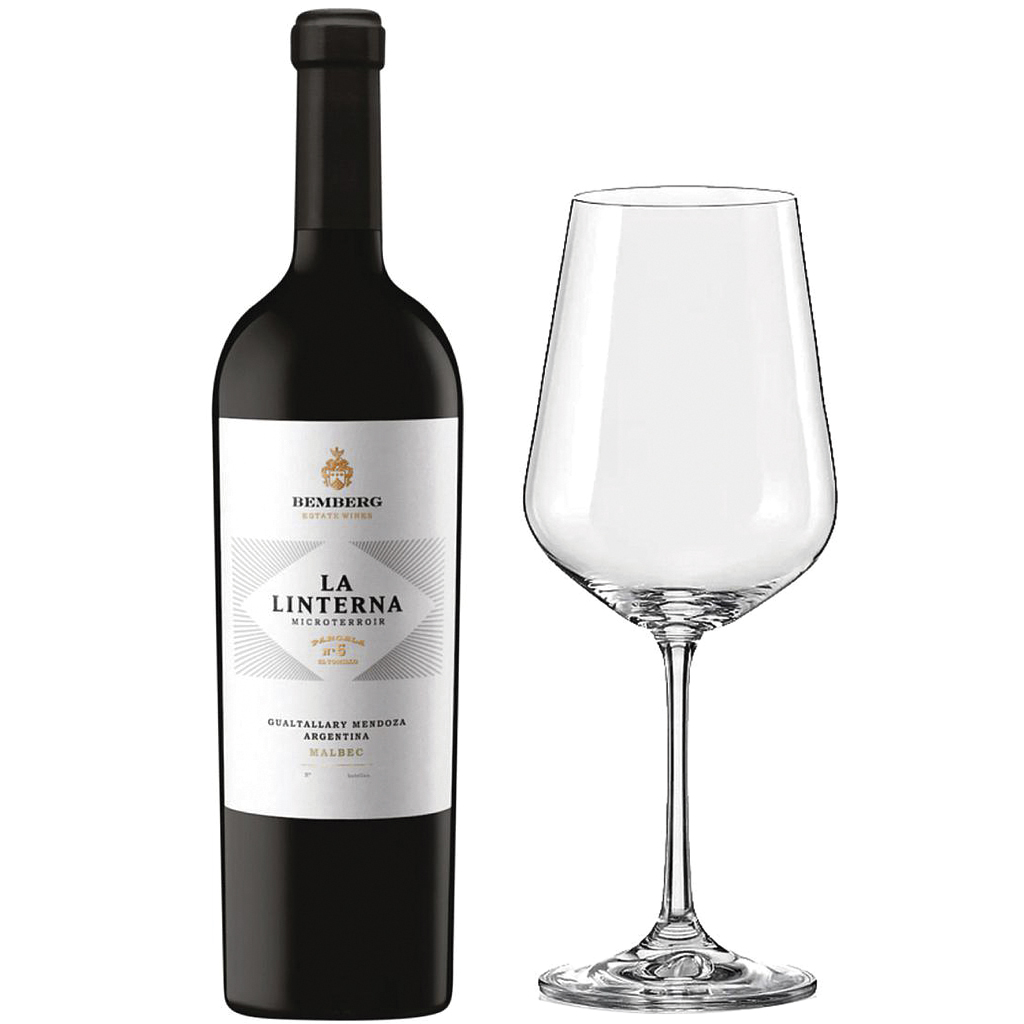 VINO BEMBERG LA LINTERNA MALBEC 750 ML + COPA SOPHIENWALD UNO DE REGALO