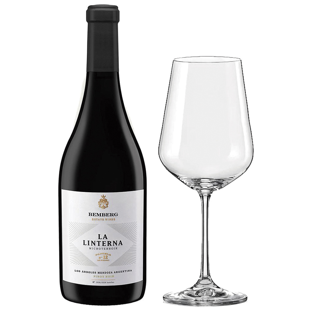 VINO BEMBERG LA LINTERNA PINOT NOIR 750 ML + COPA SOPHIENWALD UNO DE REGALO