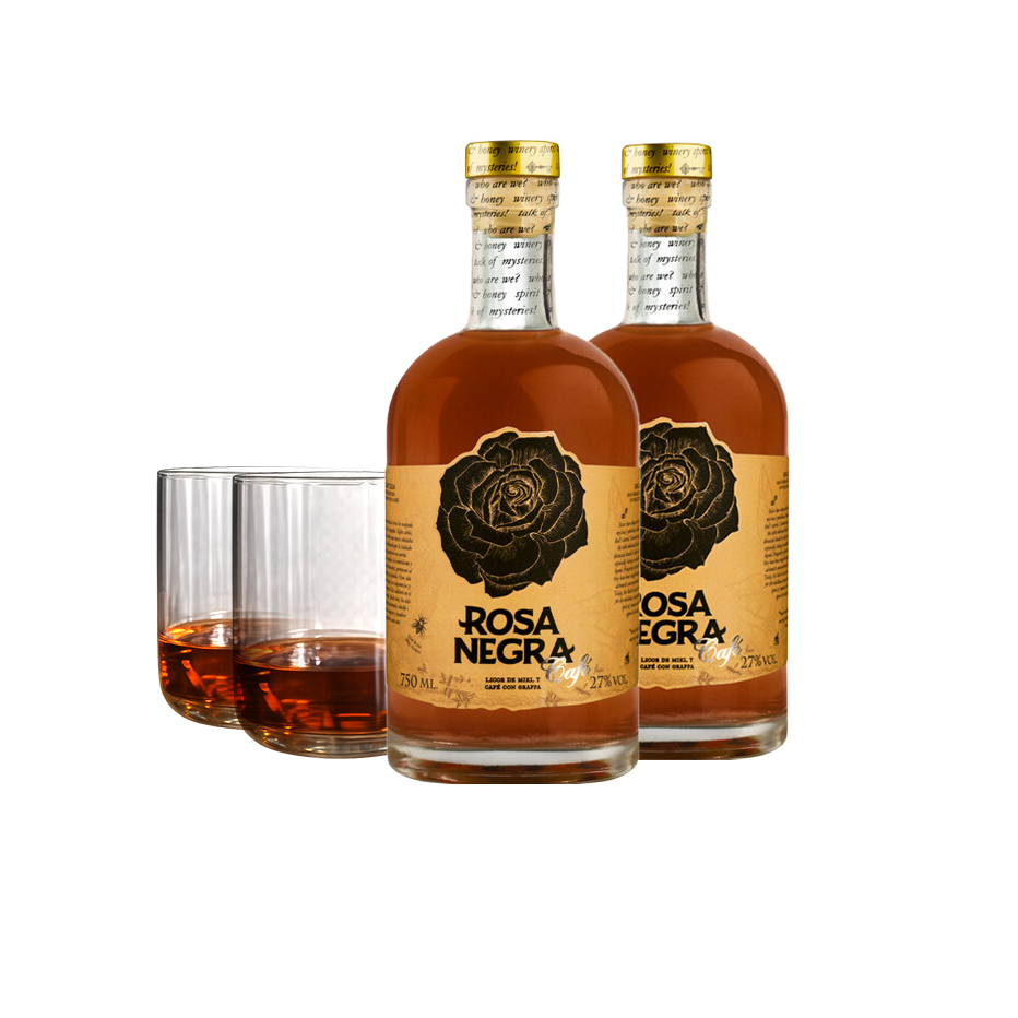2 UNIDADES ROSA NEGRA CAFE 750 ML + 2 VASOS