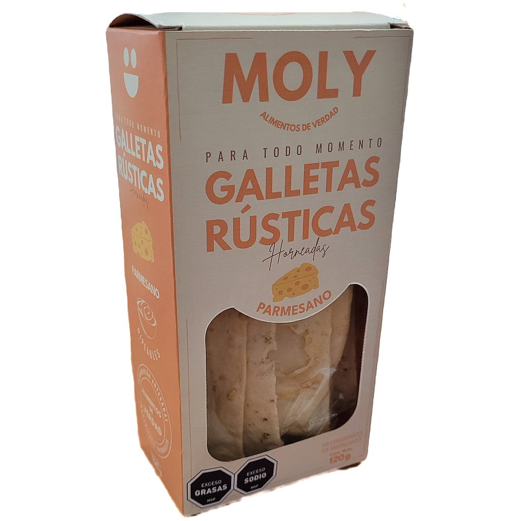 GALLETA RUSTICA MOLY SABOR PARMESANO 120 GRAMOS