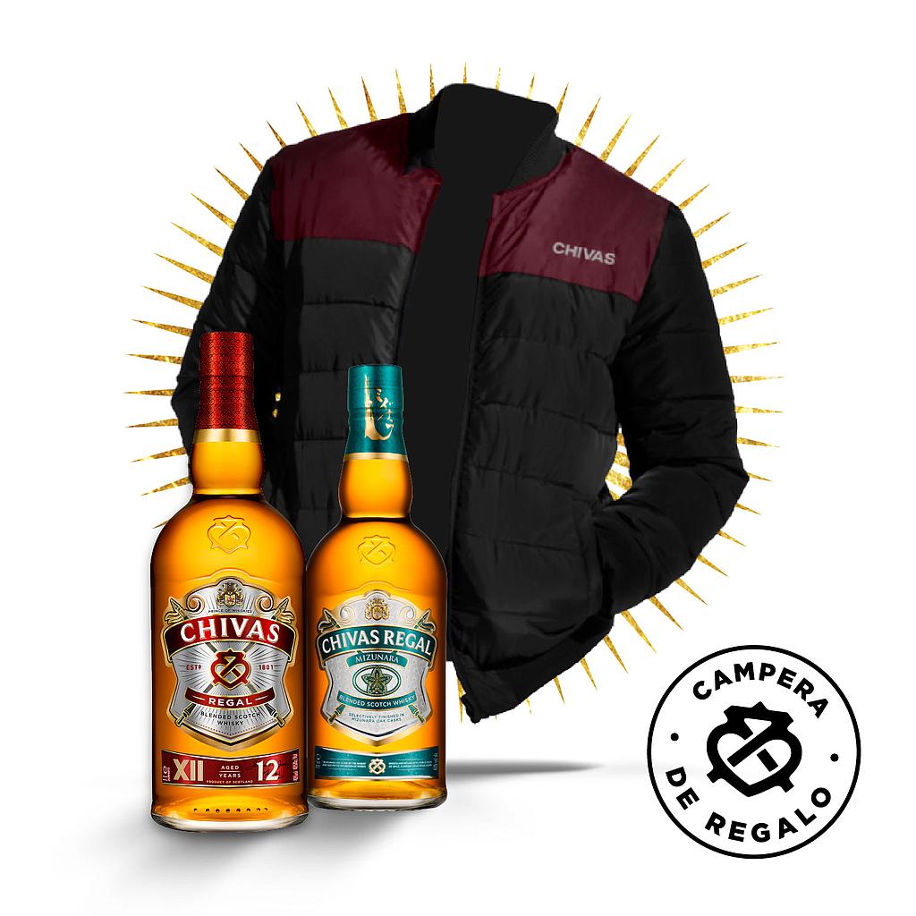 1 WHISKY ESCOCES CHIVAS REGAL 1LT+ 1 WHISKY ESCOCES CHIVAS MIZUNARA 700 ML + CAMPERA DE REGALO