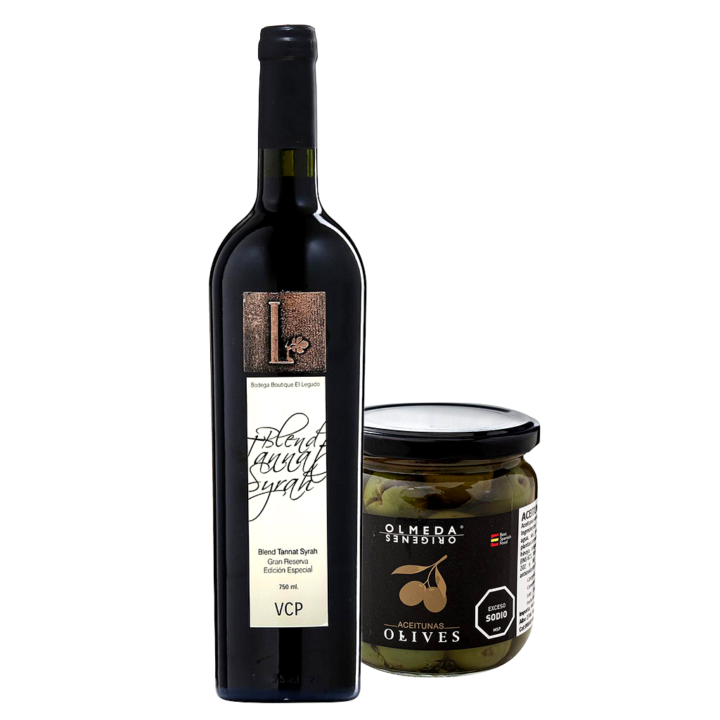VINO EL LEGADO GRAN RESERVA BLEND + ACEITUNAS OLMEDA 370GRS
