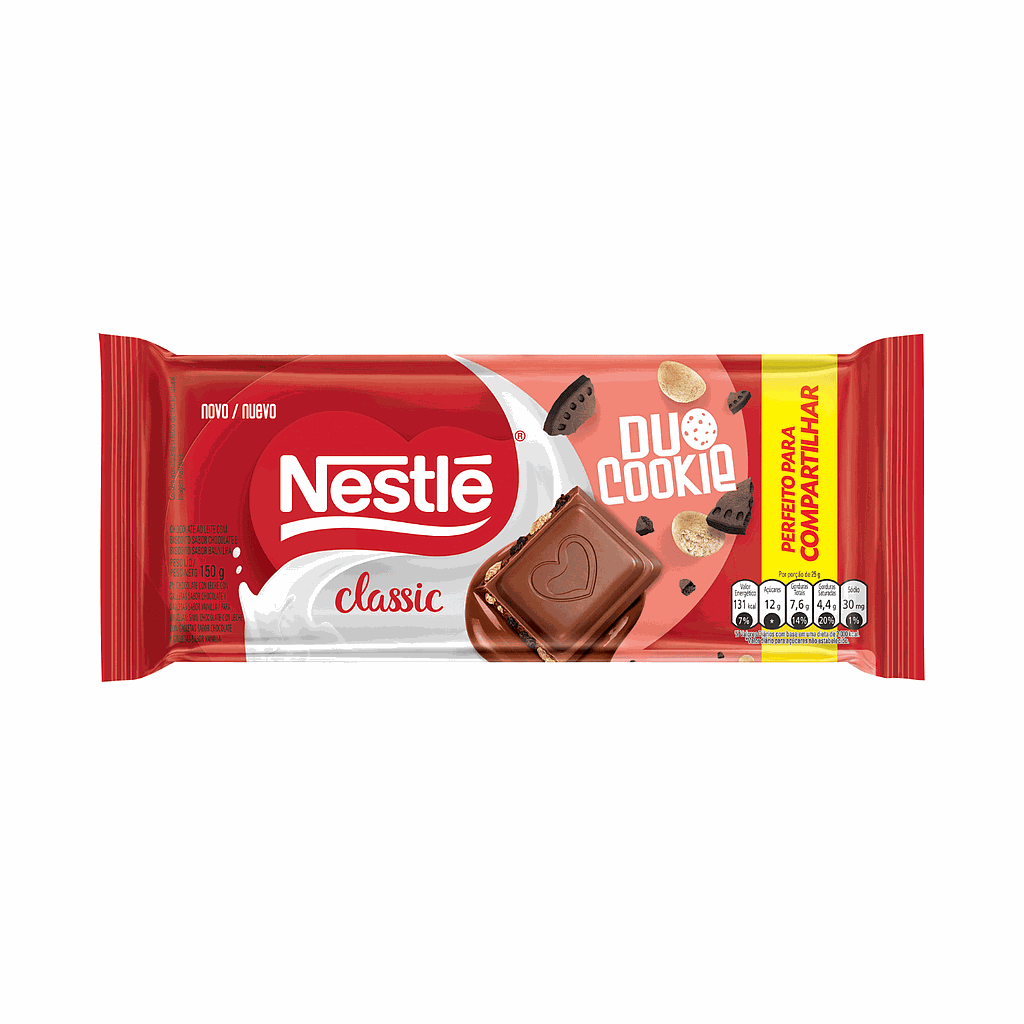 TABLETA CHOCOLATE CLASSIC DUO COOKIE NESTLE 150 GRAMOS