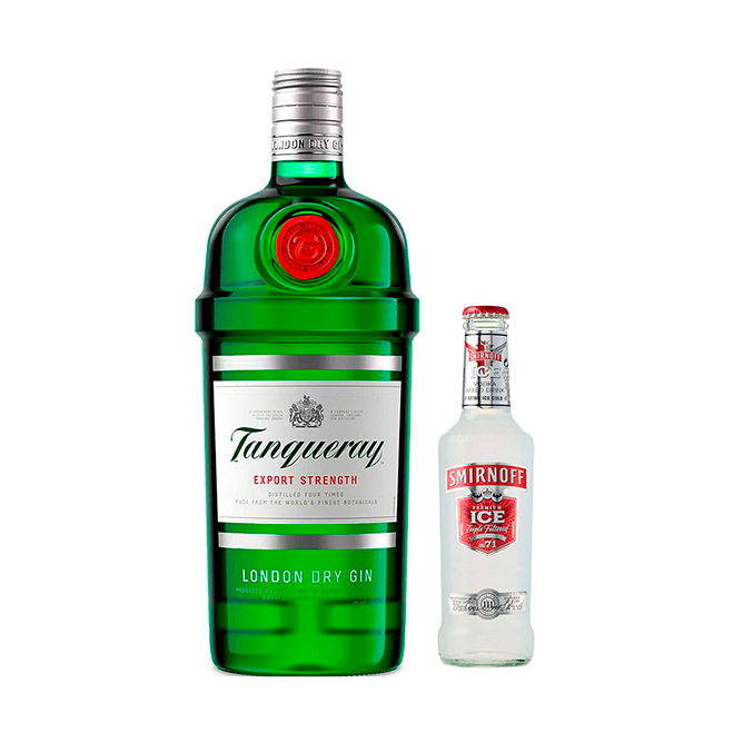 GIN TANQUERAY 750 ML + VODKA SMIRNOFF ICE 275 ML X 4