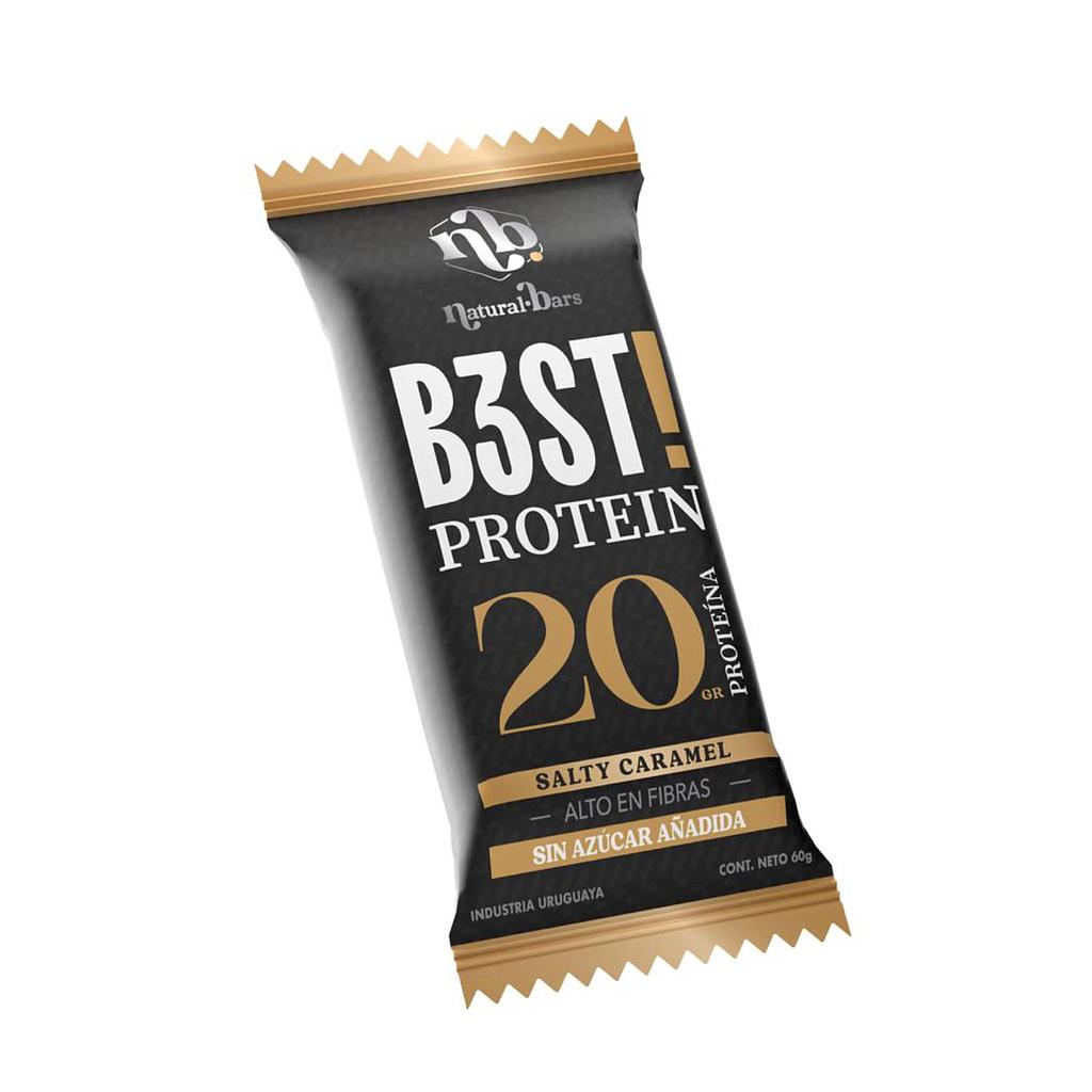 BARRA PROTEINA B3ST! NATURAL BARS SALTY CARAMEL S/AZ AGREGADA 60 GRAMOS