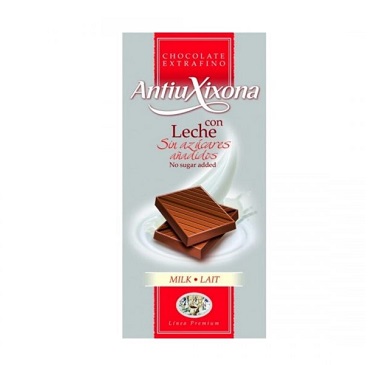 CHOCOLATE ANTIU XIXONA SIN AZUCAR LECHE 90 GRAMOS