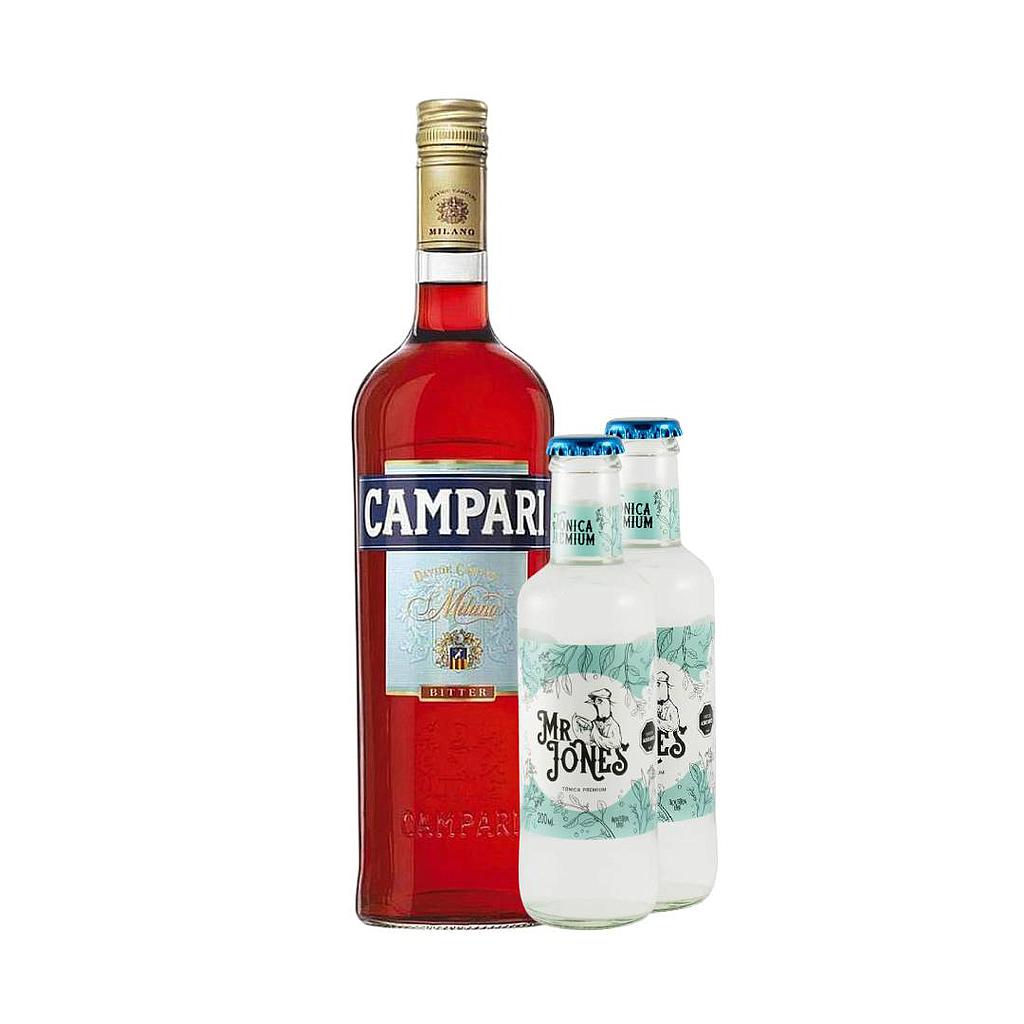 BITTER CAMPARI ARGENTINO 750 ML + 2 AGUA TONICA MR JONES 200 ML DE OBSEQUIO