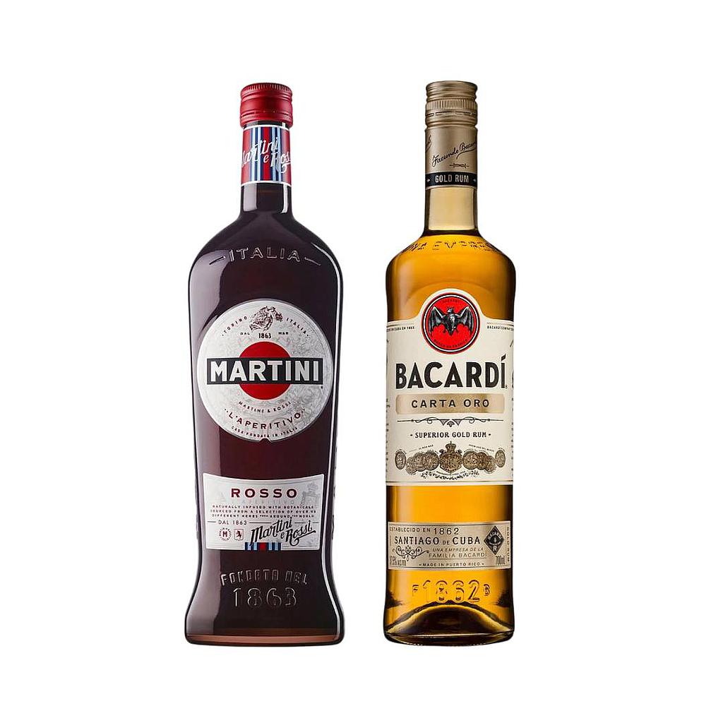 VERMOUTH MARTINI ROSSO 1 LT + RON BACARDI CARTA ORO 700 ML
