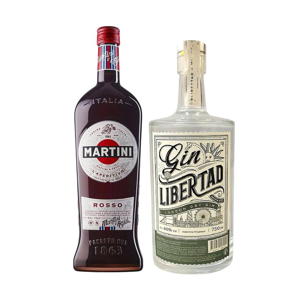 VERMOUTH MARTINI ROSSO 1 LT + GIN LIBERTAD LONDON DRY 750 ML