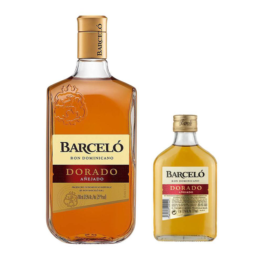RON BARCELO DORADO 750 ML + PETACA 200 ML DE OBSEQUIO