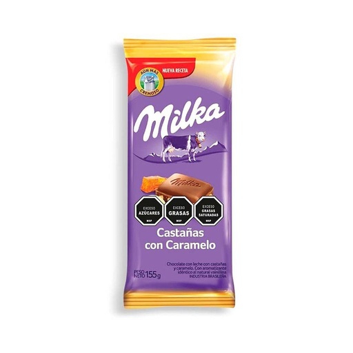 [30456] CHOCOLATE MILKA LECHE CASTAÑAS CON CARAMELO 155 GRAMOS