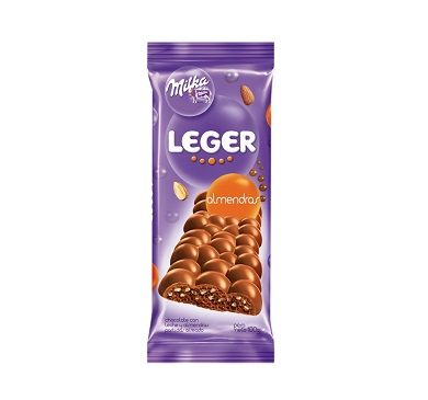 [1318] CHOCOLATE MILKA LEGER ALMENDRAS 110 GRAMOS