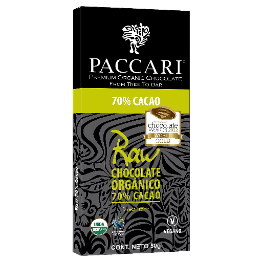 [35833] CHOCOLATE ORGANICO PACCARI CACAO 70% 50 GRS.