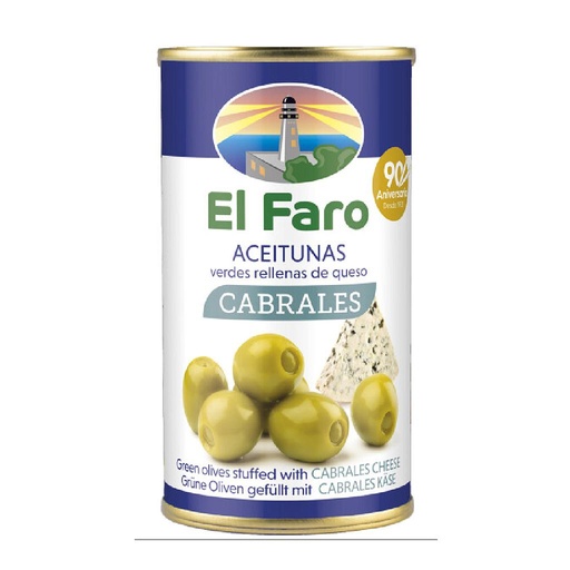 ACEITUNA RELLENA ESPAÑOLA DE QUESO EN LATA EL FARO 350 GRAMOS