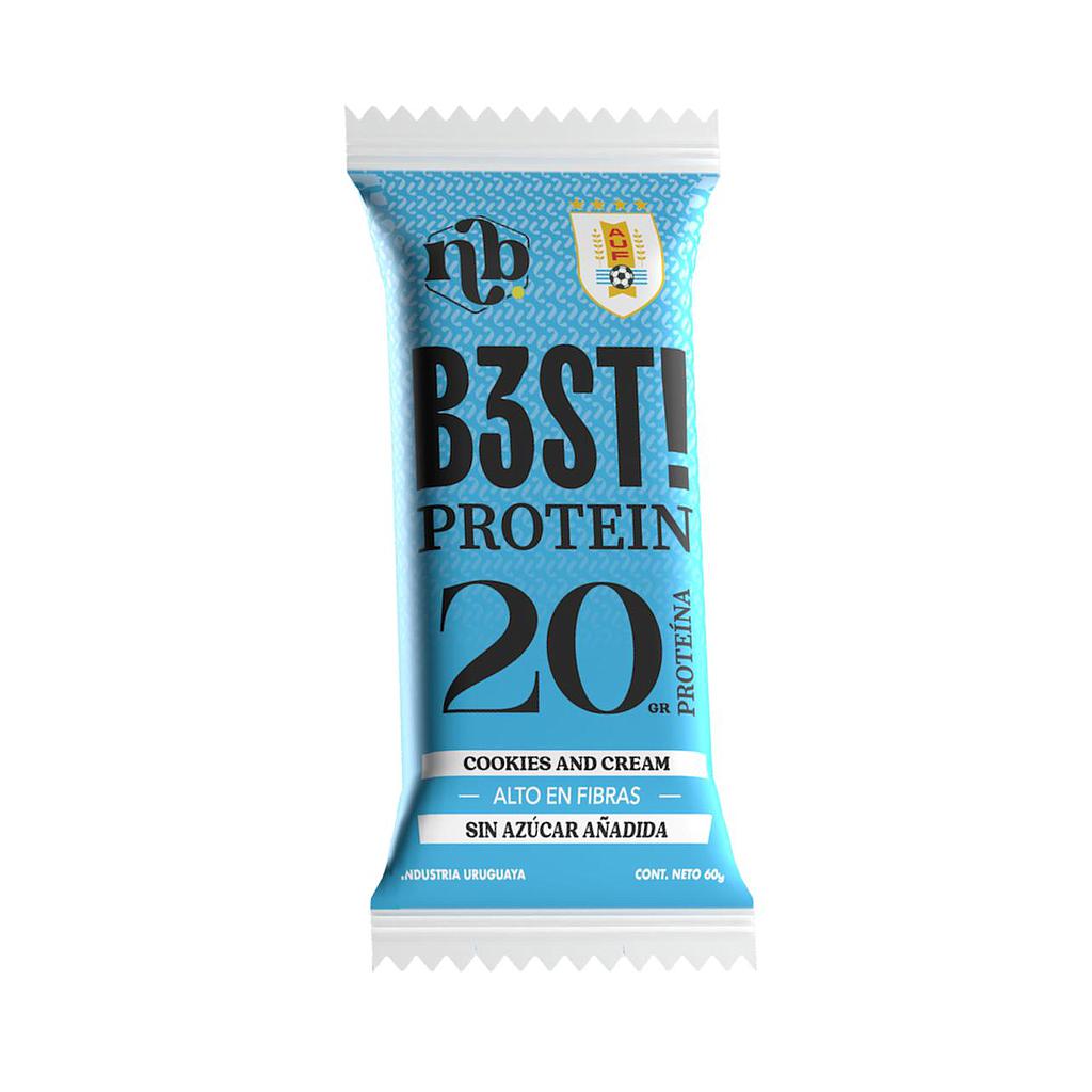 BARRA PROTEINA B3ST! NATURAL BARS COOKIES &amp; CREAM AUF S/AZ AGREGADA 60 GRAMOS