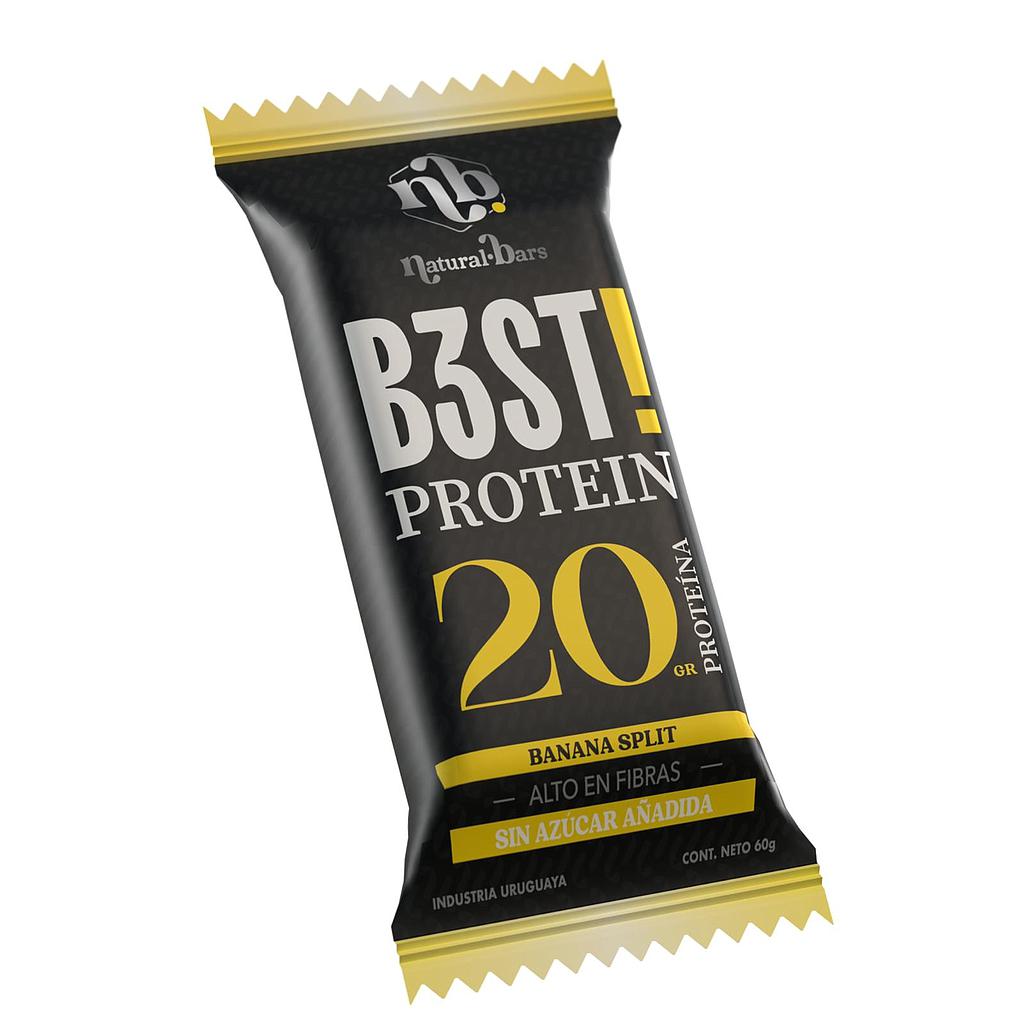 BARRA PROTEINA B3ST! NATURAL BARS BANANA SPLIT S/AZ AGREGADA 60 GRAMOS