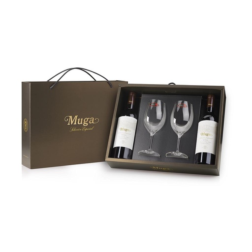 [4727] ESTUCHE VINO MUGA SELECCION ESPECIAL 2016 750 ML CON 2 COPAS