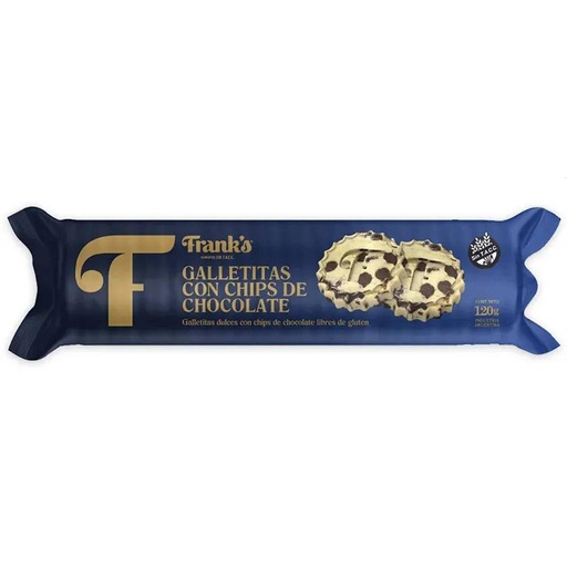 [33807] GALLETA FRANK'S CON CHIPS DE CHOCOLATE SIN GLUTEN 120 GRAMOS