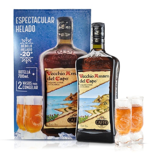 [32063] PACK VECCHIO AMARO DEL CAPO 700 ML + 2 VASOS PARA CONGELAR