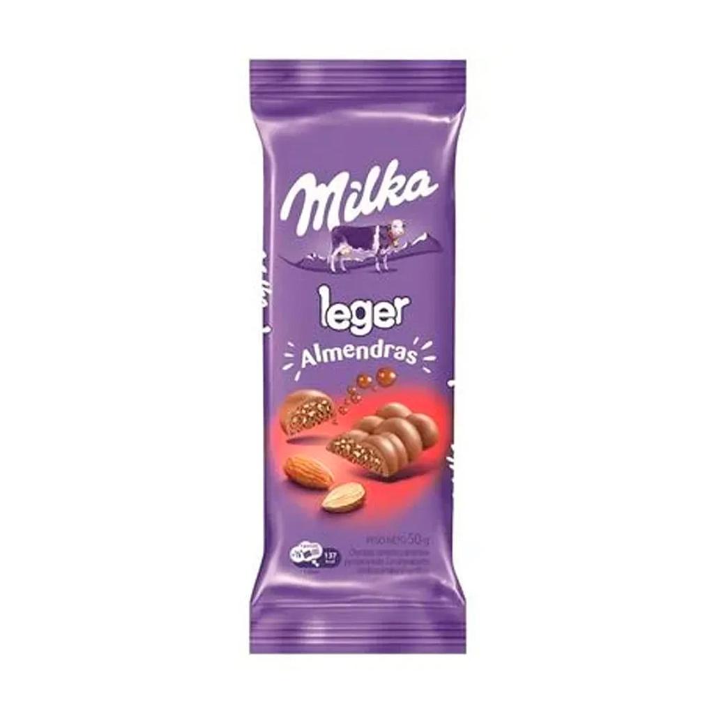 CHOCOLATE MILKA LEGER ALMENDRAS 50 GRAMOS