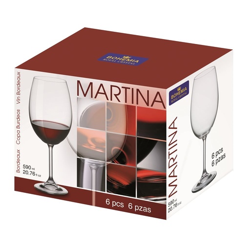 [33381] SET 6 COPAS BOUDEAUX MARTINA LARA BOHEMIA 590 ML