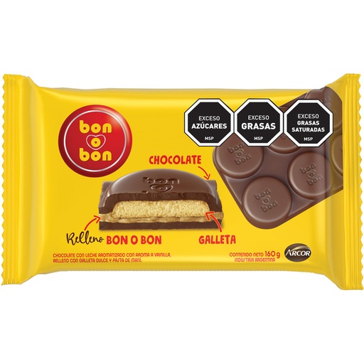 [35468] TABLETA CHOCOLATE BON O BON 160 GRAMOS