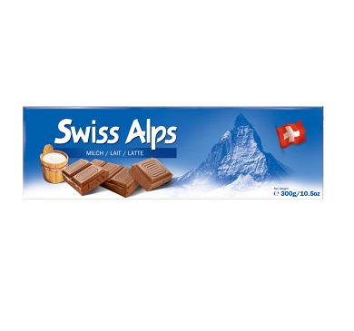 TABLETA SWISS ALPS CHOCOLATE CON LECHE 300 GRAMOS