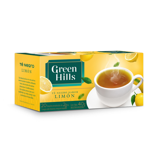 [33293] TE GREEN HILLS SABOR LIMÓN 20 SAQUITOS X 2 GRAMOS