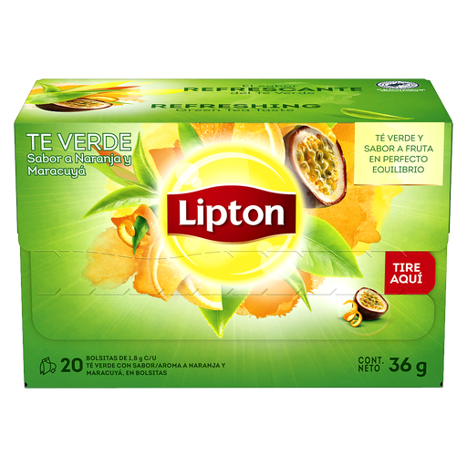[33284] TE LIPTON VERDE NARANJA Y  MARACUYA 20 SOBRES