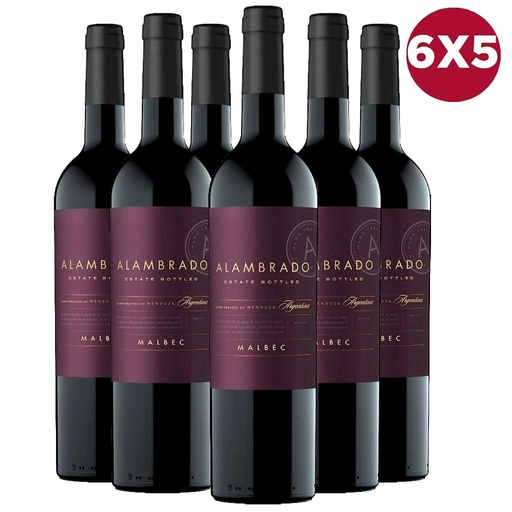 VINO ALAMBRADO ESTATE MALBEC 750 ML 6X5